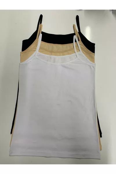 3'LÜ LİKRALI PAMUKLU İP ASKILI ATLET