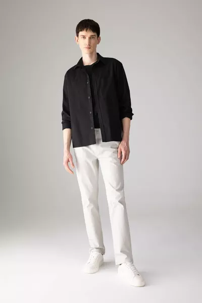 Regular Fit Chino Canvas Pants with Normal Rise, Gabardine, Summer, Zipper Pockets, Straight Leg SP