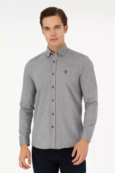 Camicia da uomo grigio antracite a maniche lunghe 