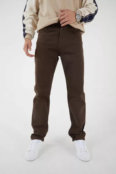 Мужские джинсы baggy свободного кроя без лайкры, коричневые, с обычной посадкой