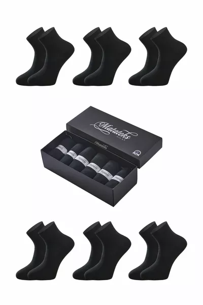 Bamboe Heren Halve Kuit Effen Zwarte Sokken  Draad Naadloos Premium Set van 6