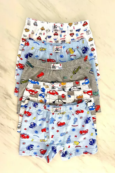 Boys' Cotton Boxers 5-Pack with Patterns