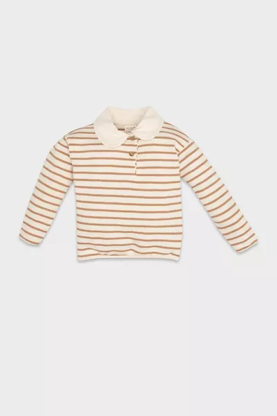 Baby Girl Striped Sweatshirt with Soft Furry Inner Collar NS