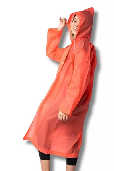 Imperméable Femme Homme avec Capuche et Pressions Eva Orange 