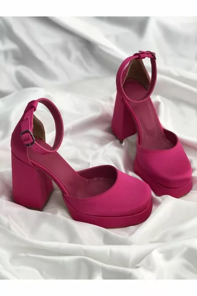 JENNA STILE PLATFORM IN RASO FUCSIA CON TACCHI GROSSI