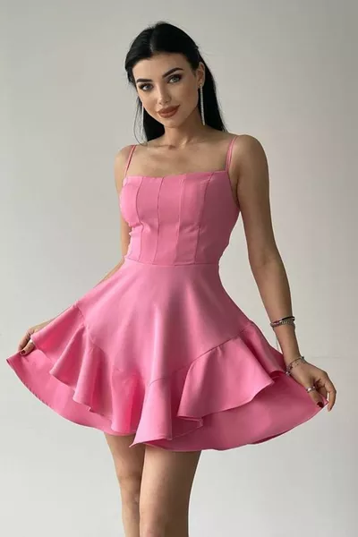 Gonna con cinturino sottile da donna piega dettagliata taglio asimmetrico abito da sera rosa abito da laurea 