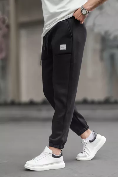 Schwarze Herren-Basic-Jogginghose mit Pocket-Detail 