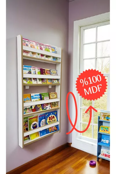 Natural 4-Shelf Bookcase - Explore & Learn Bookshelf for Kids' Room - 4-Shelf Montessori Bookshelf