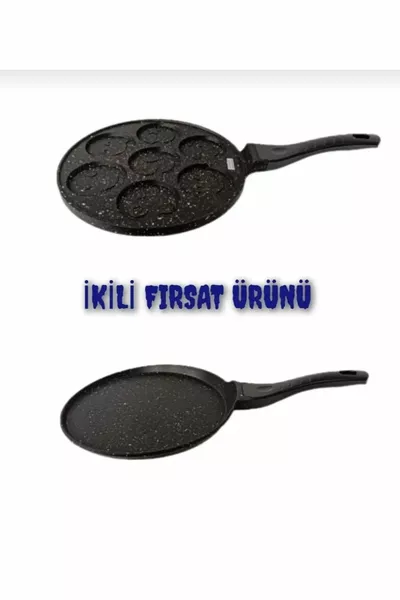 2-Piece Cast Granite Pancake and Crepe Pan Set – Professional Taste, Even Cooking