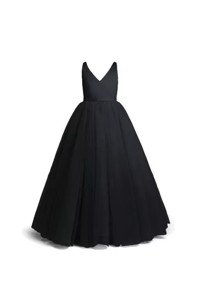Robe de bal pour fille, noire, pour remise des diplômes, anniversaire ou fête