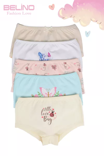 5er Pack Baumwoll-Stretch-Mädchen-Shorts in vielen Farben mit Druck
