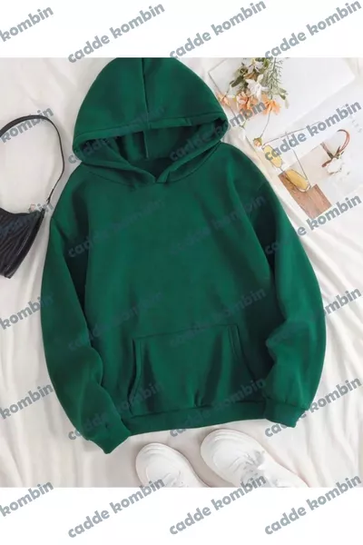 سويت شيرت بأكمام طويلة واسع بدون طبعة للجنسين من قماش ثلاثي