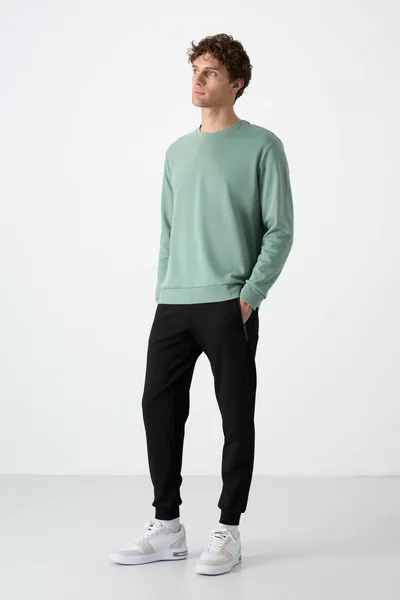 أسود سستة جيب قياسي نمط عداء رجالي بدلة رياضية سفلية - 