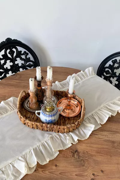 Fırfırlı Krem Runner 