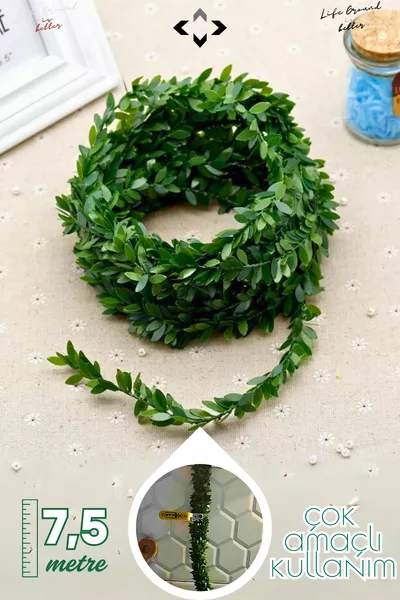 7,5 metre Doğal Yaprak Görünümlü Kopmaz Tel Doğalgaz Borusu Gizleme Teli Yapay Yaprak Sarma Çok Amaç