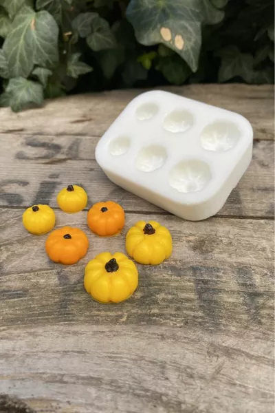 Kürbis Mini Sechser-Kerzenform (Silikon) (1 Stück)