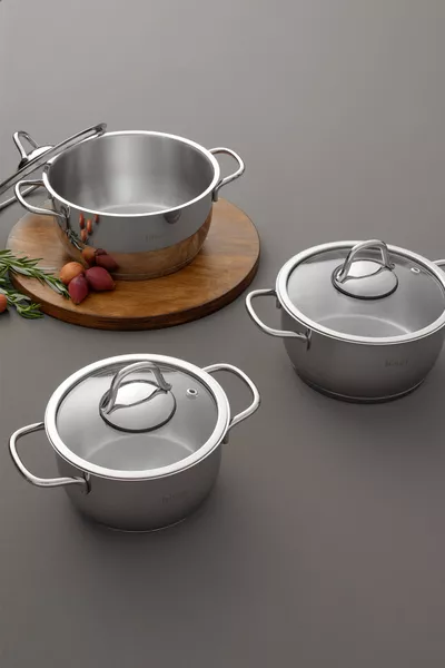 Set di 8 pentole in acciaio Teos a induzione