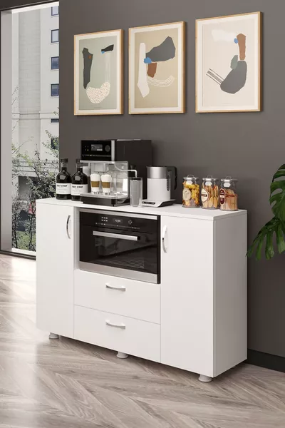 Oven Microwave Compartment Covered Drawer Multifunctional Kitchen Balcony Cabinet Oven Section, One Size