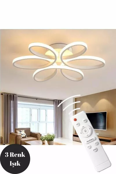 Lampadario a Soffitto Moderno Nipul Bianco con Telecomando e Luce a LED a 3 Colori