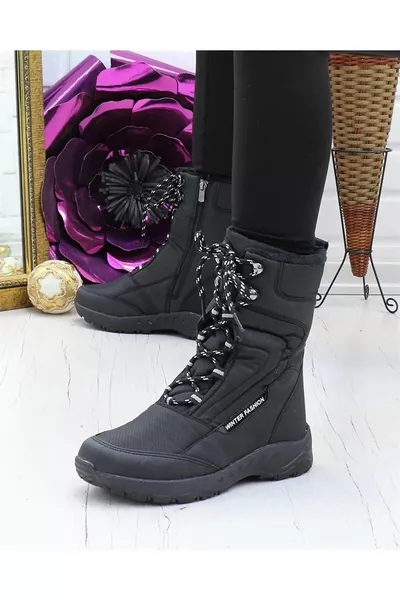  أسود الفراء عدم الانزلاق وحيد المرأة أحذية الثلج