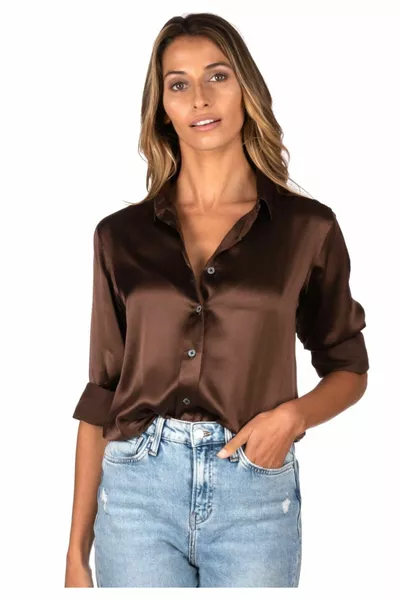 قميص ستان بني غامق للسيدات