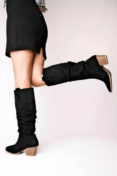 Хълк Женски Каубойски Ботуши Заострен Пръст-S.Черен