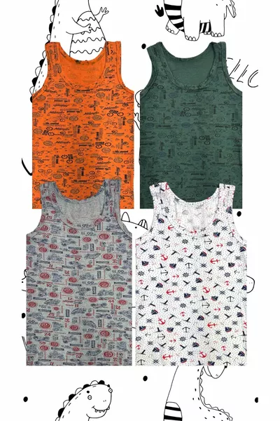  PIECES OF BOYS' COTTON TANK TOPS WITH PATTERNS