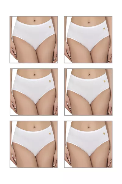 أوزكان  عبوة 6 قطع نسائية، سروال داخلي من القطن والموصل الناعم، عالي الخصر، مطاطي وناعم