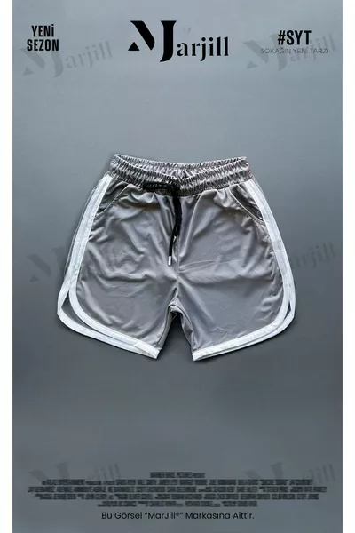 Ensemble de 2 shorts de sport pour basketball en filet gris-noir avec détails à rayures