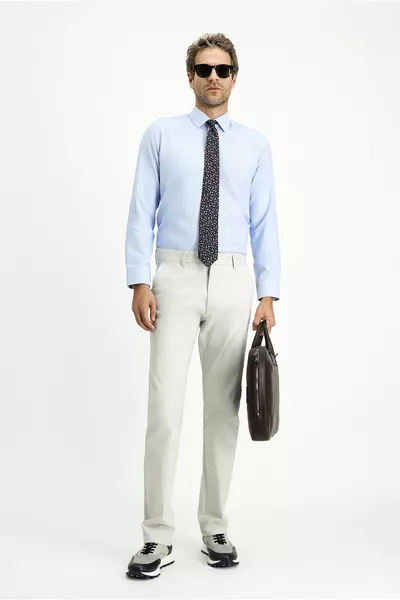 Рубашка с длинным рукавом, приталенного кроя, с классическим воротником, из хлопка Oxford, легкая в глажке