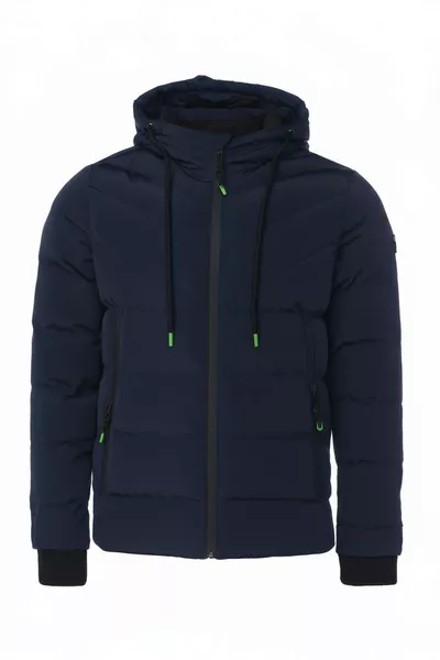 معطف وسترة صبيان كحلي مقاوم للماء والرياح مبطن بالفرو القابل للغسيل