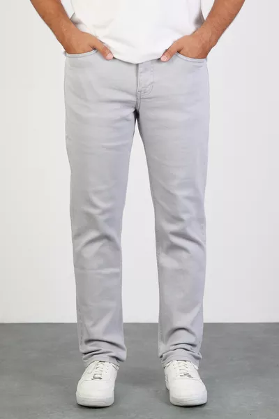 Мъжки сиви дънки Regular с ластичен еластичен деним 