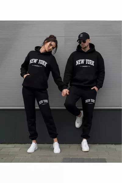 Dear Kombini 2 Set 4 Piece Printed Top and Bottom Hoodie Oversized Tracksuit (PRICE IS FOR 2 SETS)