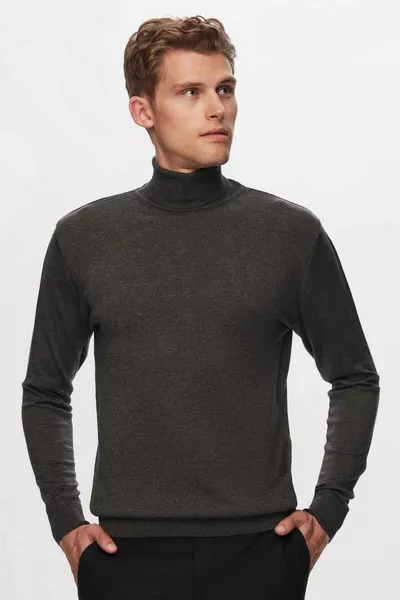 Maglione a collo alto da uomo DS Damat Regular Fit antracite in misto cotone