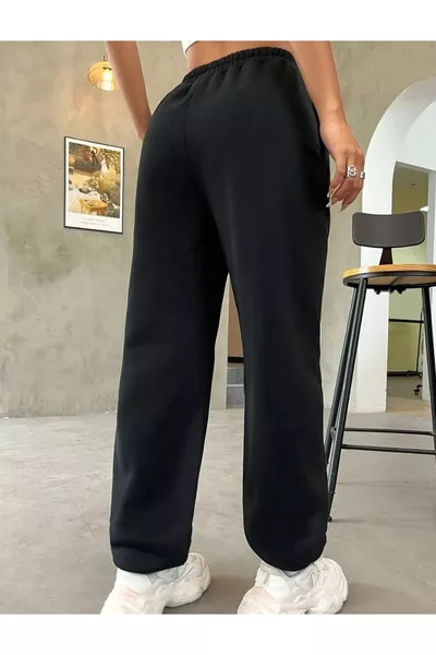 Damen Schwarze High-Waist Jogginghose