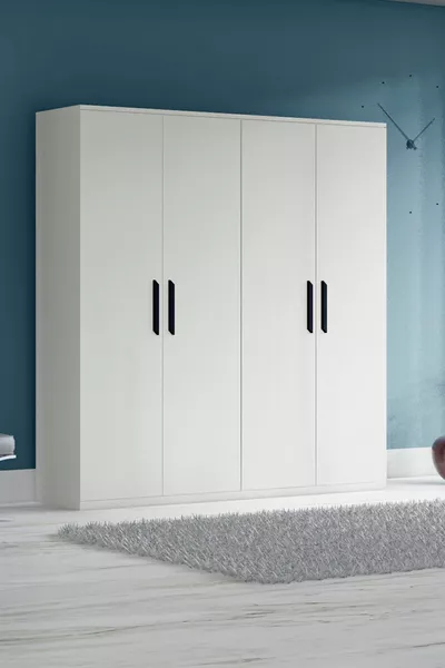 4-Door White Wardrobe Cabinet Gm
