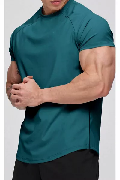 Ghassy Co. Мъжка Бягаща Спортна Ризи с Реглан Ръкав и Овално Изрязване