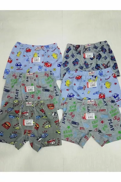 طقم 6 قطع بوكسر للأطفال الصبيان بنقشة سيارات