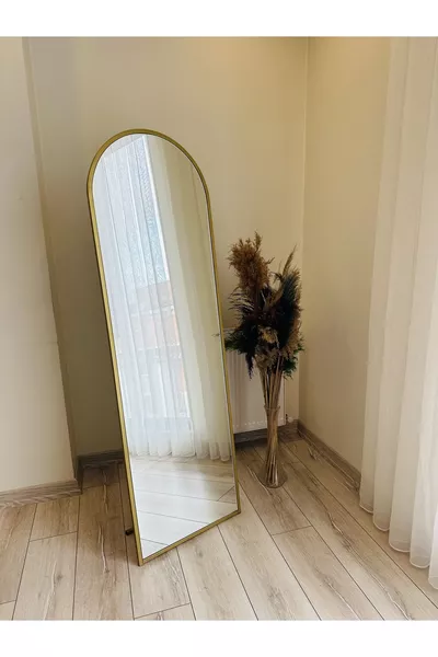 Gold Oval Floor Mirror