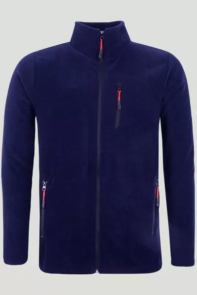 Pile con zip color blu scuro e 3 tasche