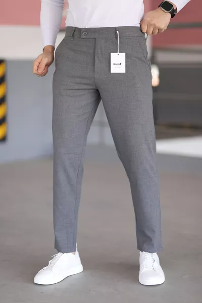 Men's Gray High-Quality Stretch Italian Cut Stylish and Comfortable Pants Suitable for Any Occasion