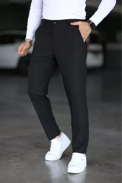 Men's Black Italian Cut Slim Fit Quality Fabric Pants