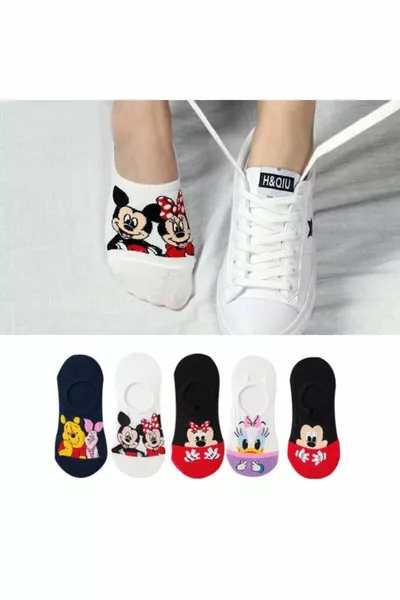 Calze da ginnastica invisibili multicolore da donna 5 paia