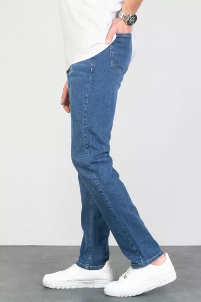 Jeans da uomo in lycra elastici con gamba tubolare blu chiaro da uomo Jeans 