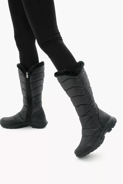 Women's Black Long Snow Boots