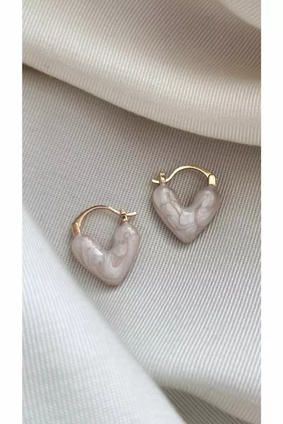 Pearlescent Steel Heart Earrings