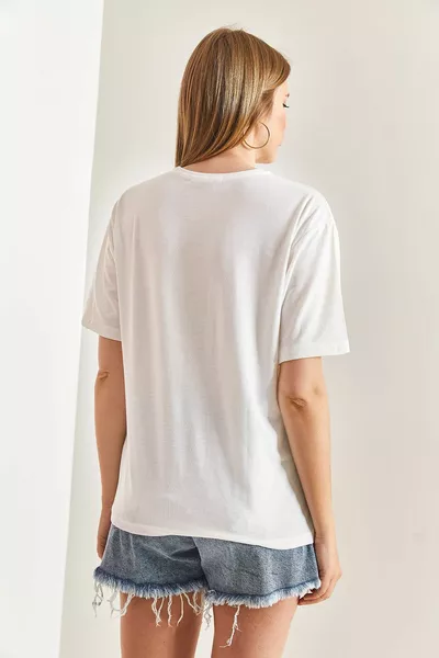 Women's Eye Patterned Combed Tshirt