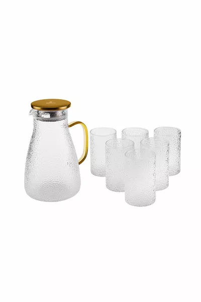 Como 7 Piece Cup and Carafe Set Gold