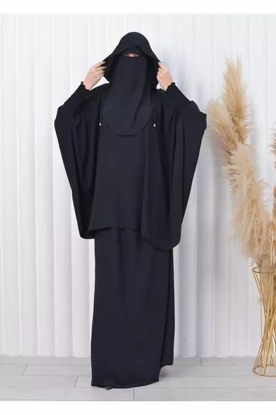 3 Set Hijab Bed Sheet Black - Standard Size, Hooded Veil 