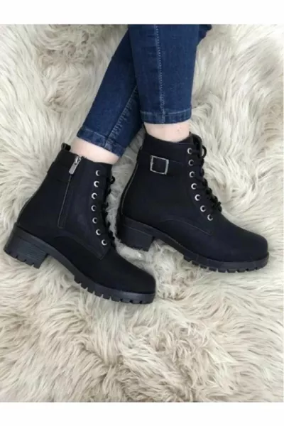 Lacets Semelle Antidérapante Fermeture Éclair Postal Tendance Mode Élégant Femmes Boucle Détaillé Daim Casual Bottes D’hiver